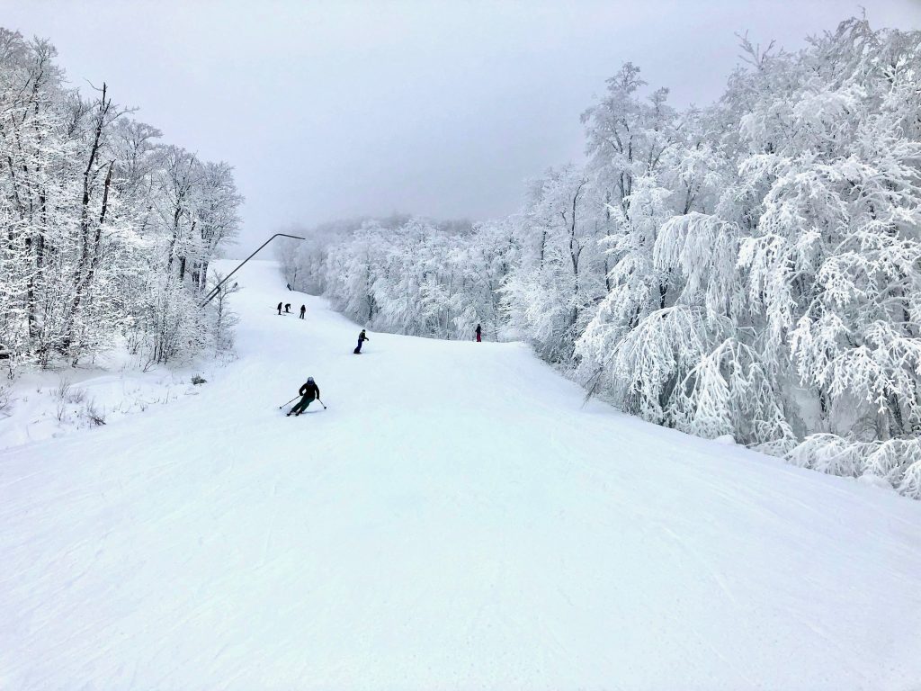 Station de ski et paysage enneigé à Mont-Tremblant, Québec, Canada